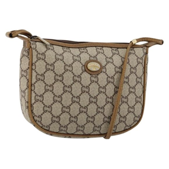 Gucci Handbags - GUCCI GG PLUS Canvas Shoulder Bag PVC Leather Beige Auth th6401